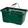 VersaCart ® Green Plastic Shopping Basket 28 Liter With Black Plastic Grips Wire Handle - Pkg Qty 12