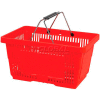 VersaCart ® Red Plastic Shopping Basket 28 Liter With Black Plastic Grips Wire Handle - Pkg Qty 12
