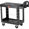 Rubbermaid® Plastic Utility Cart w/2 Shelves, 500 lb. Capacity, 39"L x 17"W x 33"H, Black