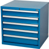 Global Industrial Modular Drawer Cabinet, 5 Drawers, w/Lock, w/o Dividers, 30Wx27Dx29-1/2H BL
