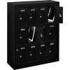 Global Industrial 12 Door Device Locker W/Key Lock, 28-1/2"Wx11-1/4"Dx38"H, Black, Assembled
