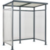 Bus Smoking Shelter Flat Roof 3-Side Open Front With Black 5 Gallon Outdoor Ashtray 6ft5inWx3ft8inDx7ftH
																			