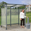 Global Industrial Bus Smoking Shelter 3-Side W/GRY 5 Gallon Outdoor Ashtray 6'5"Wx3'8"Dx7'H