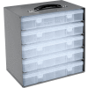Durham Steel Compartment Box Rack 13-1/2 x 9-1/8 x 13-1/4 with 5 of 24-Compartment Plastic Boxes