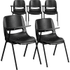 Flash Furniture Ergonomic Shell Chair - Right Handed Tablet Arm - Black - 5 per Pack