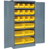 Global Industrial Locking Storage Cabinet 36x18x72 - 18 YL Shelf Bins & 5 Shelves Unassembled