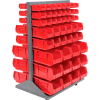 Global Industrial Mobile Double Sided Floor Rack - 96 Red Stacking Bins 36 x 54