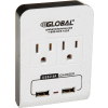 Global Industrial™ 2 Outlet Wall Adapter, 2 USB Charging Ports, 15A, 125V, 1875W, UL/CUL