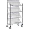 Nexel® Slant Wire Shelving Truck w/4 Shelves & Brakes, 36"L x 18"W x 69"H