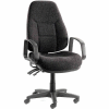 Interion® Task Chair With High Back & Fixed Arms, Fabric, Black