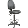 Interion® Leather Operator Stool - 360° Footrest - Black