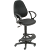 Interion® Work Stool - Fabric - 180° Footrest - Black