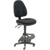 Interion® Work Stool - Fabric - 180° Footrest - Black