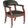 Boss Conference Chair with Arms and Casters - Vinyl - Black