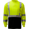 GSS Safety 5113, Class 3, Microfiber Birdseye Long Sleeve T-Shirt W/ Black Bottom, Lime, XL