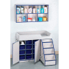 Jonti-Craft® Diaper Changer & Organizer Combo, Stairs on Right, Gray Laminate, Blue Edge