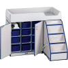 Jonti-Craft® Diaper Changer Stairs Right, 48-1/2" x 23-1/2" x 38-1/2, Gray Laminate, Blue Edge