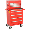 Global Industrial 26-3/8” x 18-1/8" x 52-9/16" 11 Drawer Red Roller Cabinet & Chest Combo