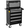 Global Industrial 26-3/8” x 18-1/8" x 52-9/16" 11 Drawer Black Roller Cabinet & Chest Combo