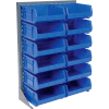 Global Industrial Singled Sided Louvered Bin Rack 35 x 15 x 50 - 12 Blue Premium Stacking Bins