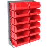 Global Industrial Singled Sided Louvered Bin Rack 35 x 15 x 50 - 12 Red Premium Stacking Bins