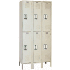 Lyon Double Tier 6 Door Steel Locker With Recessed Handle, 12"Wx18"Dx36"H, Putty, Assembled