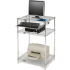 Nexel Chrome Wire Shelf Computer Workstation with Keyboard Tray, 30"W x 24"D x 42"H
