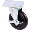 Global Industrial Medium Duty 5" Polyurethane Swivel Plate Caster with Brake - 250 Lb. Cap.