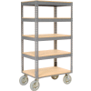Easy Adjust Boltless 5 Shelf Truck 36 x 24 with Wood Shelves - Pneumatic Casters