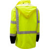 GSS Safety 6003 Class 3 Premium Hooded Rain Coat, Lime with Black Bottom, S/M