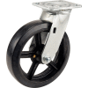 Global Industrial™ Heavy Duty Swivel Plate Caster 8" Mold-On Rubber Wheel 600 Lb. Capacity