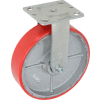 Global Industrial™ Heavy Duty Rigid Plate Caster 8" Polyurethane Wheel 1200 Lb. Capacity