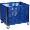 Global Industrial Easy Assembly Vented Wall Bulk Container - Casters 39-1/4 x 31-1/2 x 29 Blue