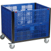 Global Industrial Collapsible Vented Wall Bulk Container, Drop Gate, Casters 39-1/4x31-1/2x29