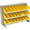 Global Industrial™ 3 Shelf Bench Pick Rack - 24 Yellow Plastic Shelf Bins 4 Inch Wide 33x12x21