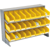 Global Industrial 3 Shelf Bench Pick Rack - 24 Yellow Plastic Shelf Bins 4 Inch Wide 33x12x21