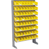 Global Industrial™ 8 Shelf Floor Pick Rack - 64 Yellow Plastic Shelf Bins 4 Inch Wide 33x12x61