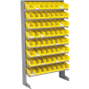 Global Industrial 8 Shelf Floor Pick Rack - 64 Yellow Plastic Shelf Bins 4 Inch Wide 33x12x61