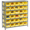 Global Industrial Steel Shelving with 30 4"H Plastic Shelf Bins Yellow, 36x12x39-7 Shelves