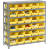 Global Industrial™ Steel Shelving with 30 4"H Plastic Shelf Bins Yellow, 36x18x39-7 Shelves