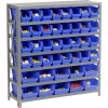 Global Industrial™ Steel Shelving with Total 42 4"H Plastic Shelf Bins Blue, 36x12x39-7 Shelves
