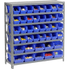 Global Industrial Steel Shelving with Total 42 4"H Plastic Shelf Bins Blue, 36x12x39-7 Shelves