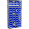 Global Industrial Steel Shelving with 48 4"H Plastic Shelf Bins Blue, 36x12x72-13 Shelves