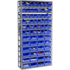 Global Industrial Steel Shelving - Total 72 4"H Plastic Shelf Bins Blue, 36x12x72-13 Shelves