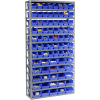 Global Industrial™ Steel Shelving - Total 81 4"H Plastic Shelf Bins Blue, 36x12x72-13 Shelves