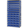 Global Industrial™ Steel Shelving with 60 4"H Plastic Shelf Bins Blue, 36x12x73-13 Shelves