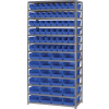 Global Industrial Steel Shelving with 60 4"H Plastic Shelf Bins Blue, 36x12x73-13 Shelves