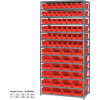 Global Industrial™ Steel Shelving with 96 4"H Plastic Shelf Bins Red, 36x18x72-13 Shelves