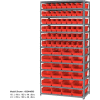 Global Industrial Steel Shelving with 96 4"H Plastic Shelf Bins Red, 36x18x72-13 Shelves