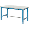 Global Industrial Production Workbench w/ ESD Square Edge Top & Power Apron, 60"W x 30"D, Blue